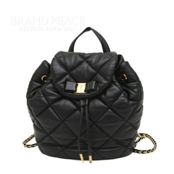 Ferragamo Quilted Backpack Black Leather - Picture 1 of 7